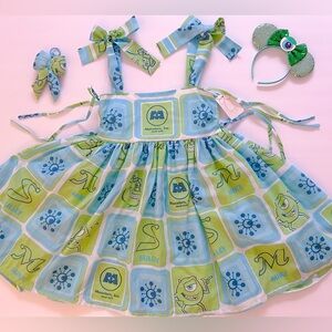 Women’s adjustable o/s Monsters Inc OOAK upcycled park dress set